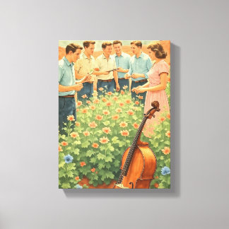 Vintage Futuristic Mars Garden Scene Canvas Print