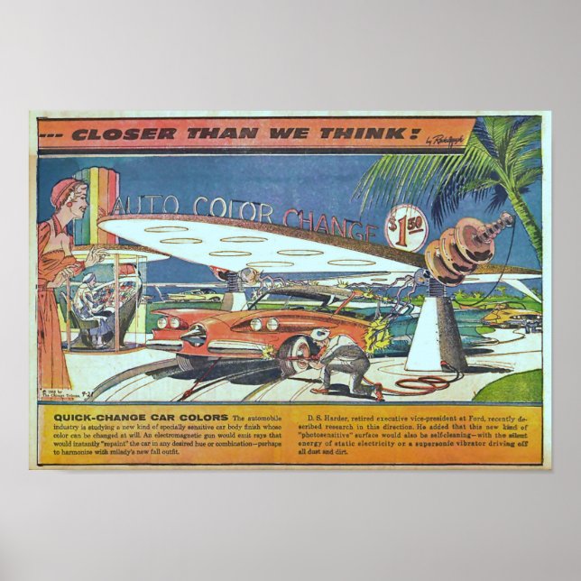 Vintage Futuristic Science Fiction Car Poster (Front)