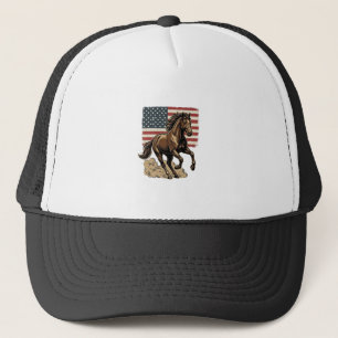 Vintage Galloping Horse American Flag Shirt Design Trucker Hat