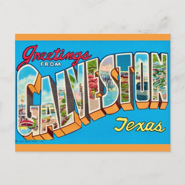Vintage Galveston Texas Postcard (Front)