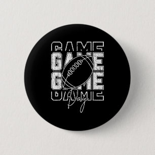 Vintage Game Day Football Funny Gameday Team Sport Button