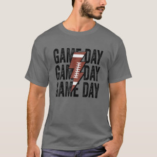Vintage Game Day Football Lightning Bolt Funny Tea T-Shirt