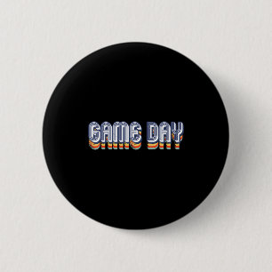 Vintage Game Day Retro Football Volleyball Soccer  Button