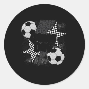 Vintage Game Day Soccer Lightning Bolt Funny Team Classic Round Sticker