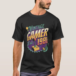 Vintage Gamer 1981 Old School Joystick Retro Gamin T-Shirt