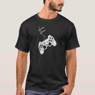 Vintage gaming controller heartbeat gamer video ga T-Shirt