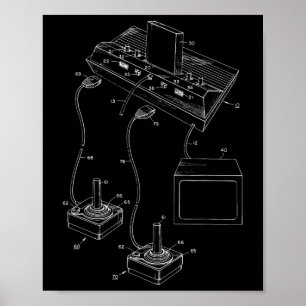 Vintage Gaming Diagram - Video Game Joystick Contr Poster