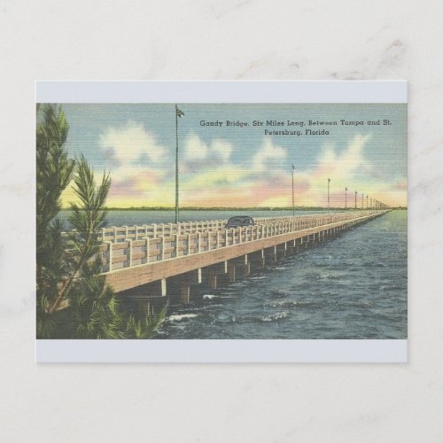 Vintage Gandy Bridge Tampa St Petersburg Postcard