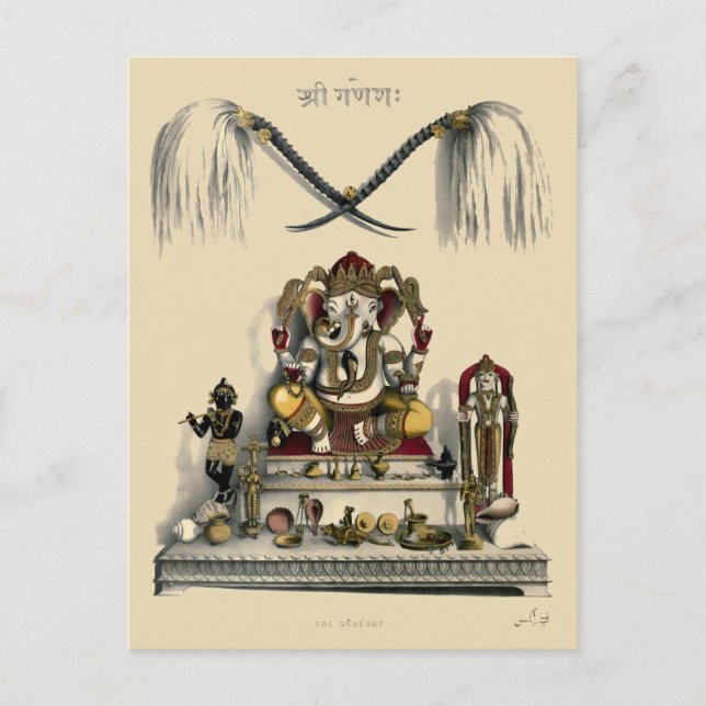 Vintage Ganesh Ganesha Hindu India Elephant Postcard (Front)