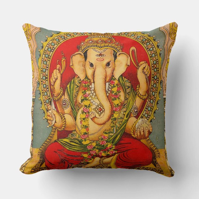 Vintage ganesha decor pillow (Front)