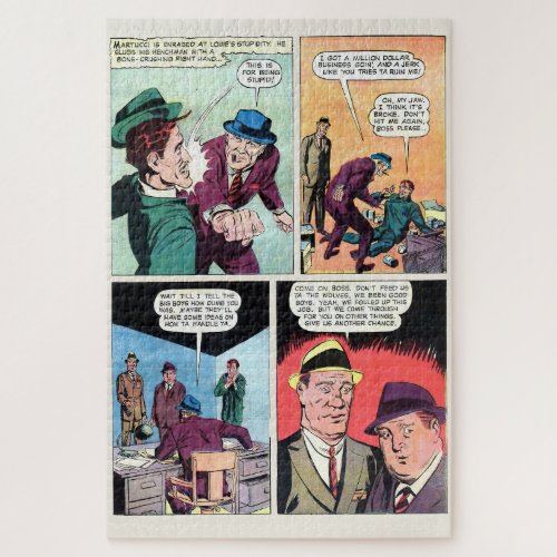 Vintage Gangster Comics Mob Boss Beats Up Henchman Jigsaw Puzzle