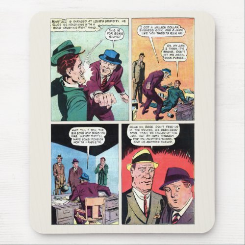 Vintage Gangster Comics Mob Boss Beats Up Henchman Mouse Pad