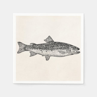 Vintage Gar Fish - Aquatic Fishes Template Blank Paper Napkins
