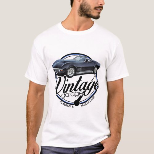 Vintage Garage Black Corvette T-Shirt