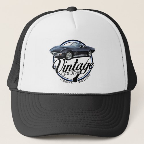 Vintage Garage Black Corvette Trucker Hat