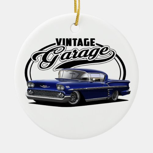 Vintage Garage Blue Impala Ceramic Ornament