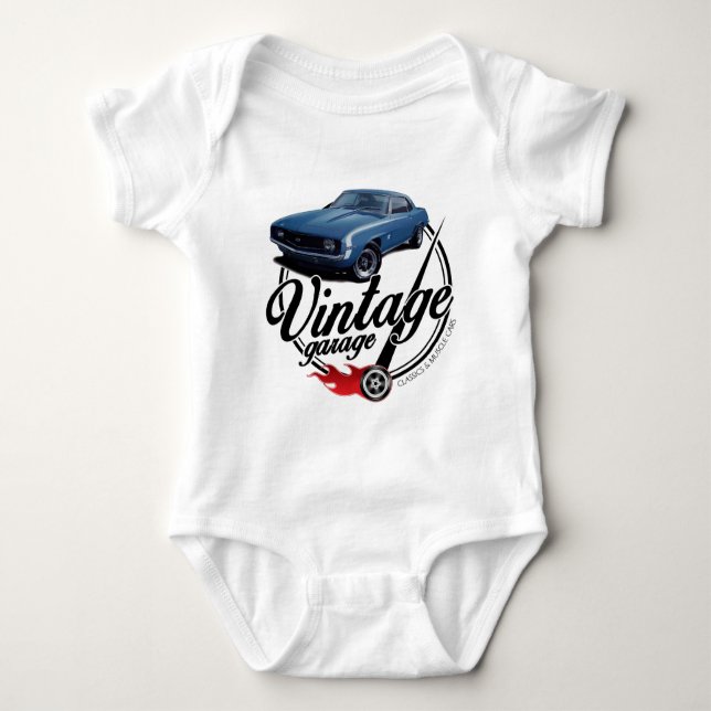 Vintage Garage Camaro Baby Bodysuit (Front)