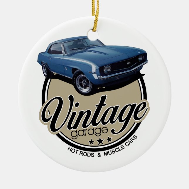 Vintage Garage Camaro Ceramic Ornament (Front)