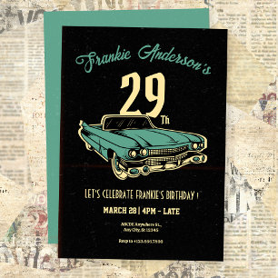 Vintage Garage Car birthday Invitation