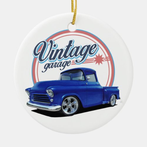Vintage Garage Classic Trucks Ceramic Ornament