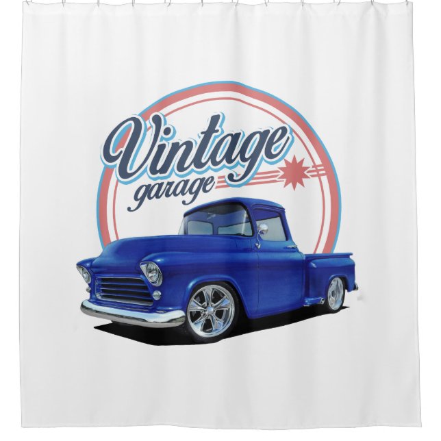 Vintage Garage In Blue Shower Curtain (Front)