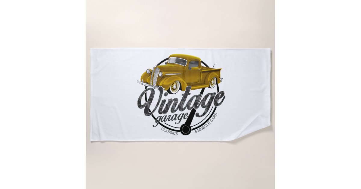 Vintage Garage Plymouth Beach Towel Zazzle Com