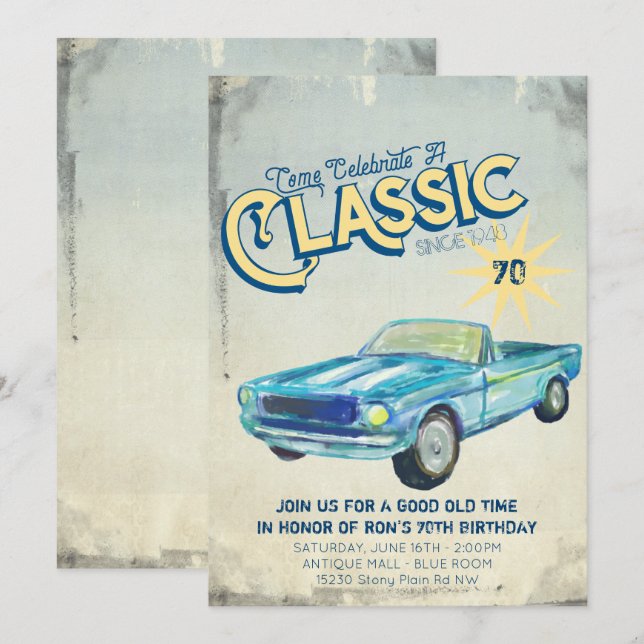 Vintage Garage Poster Party Invitation (Front/Back)