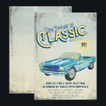 Vintage Garage Poster Party Invitation<br><div class="desc">Rev up your engines and roll on over, celebrate your guy’s event with this vintage garage birthday invitation! Add your custom wording to this design by using the "Edit this design template" boxes on the right hand side of the item, or click the blue "Customize it" button to arrange the...</div>