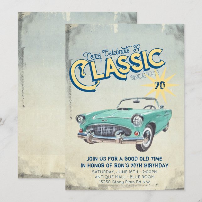 Vintage Garage Poster Party Invitation (Front/Back)