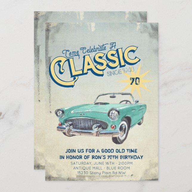Vintage Garage Poster Party Invitation (Front/Back)