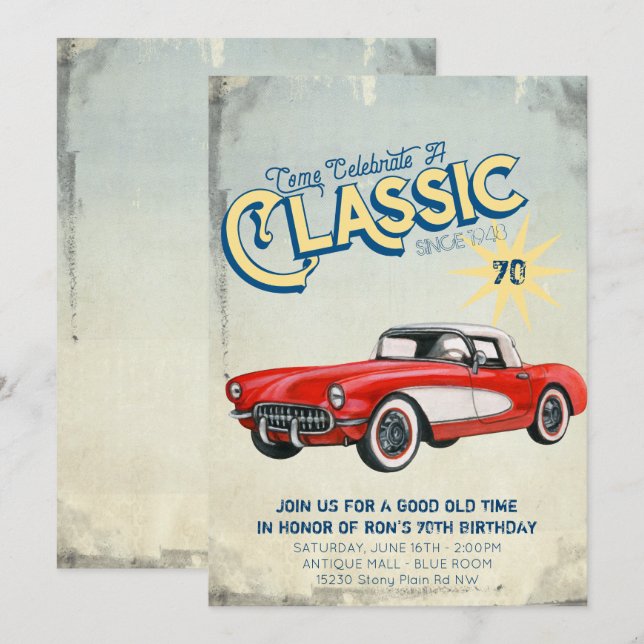 Vintage Garage Poster Party Invitation (Front/Back)