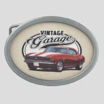 Vintage Garage Red Camaro Belt Buckle