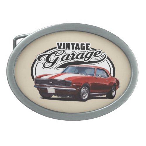 Vintage Garage Red Camaro Belt Buckle