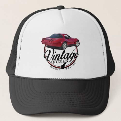 Vintage Garage Red Corvette Trucker Hat
