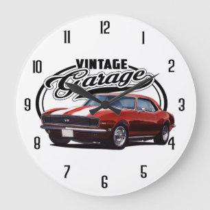 Vintage Garage Red Large Clock
