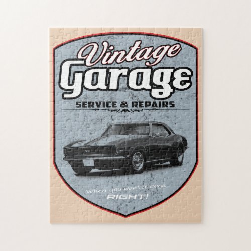 Vintage Garage Retro Camaro Jigsaw Puzzle