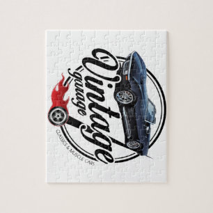 Vintage Garage with Black Corvette Jigsaw Puzzle