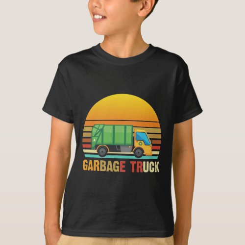 Vintage Garbage Truck Kids Trash Recycling T_Shirt