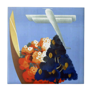 Vintage Garda Italy Europe Air Travel Ceramic Tile