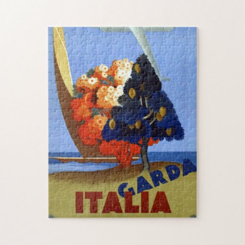 Vintage Garda Italy Europe Air Travel Jigsaw Puzzle