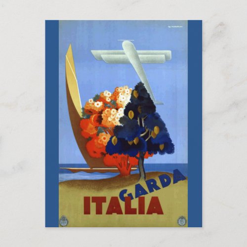 Vintage Garda Italy Europe Air Travel Postcard