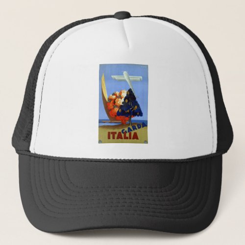 Vintage Garda Italy Europe Air Travel Trucker Hat