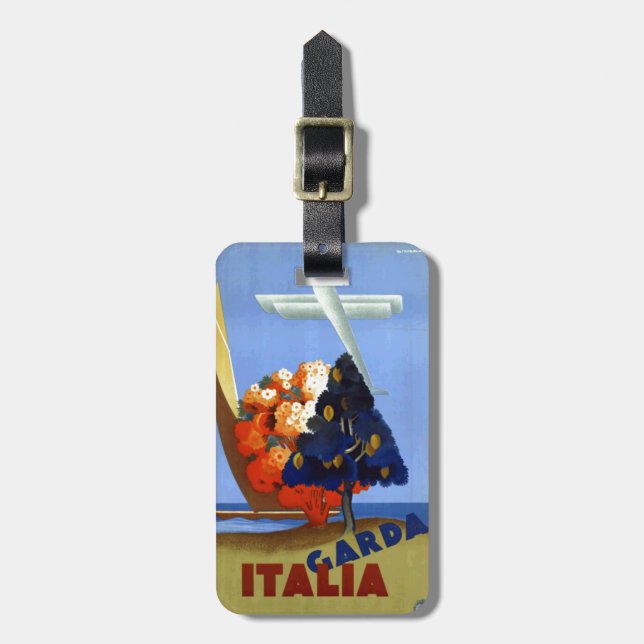 Vintage Garda Italy Travel Luggage Tag (Front Vertical)