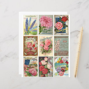 Vintage Garden and Flower Seeds Ephemera Clipart 