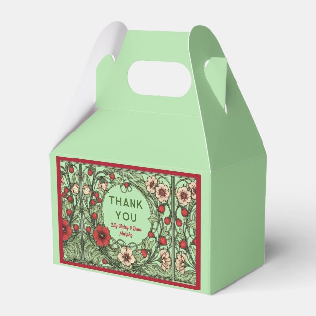 Vintage Garden Art Nouveau Wedding Favor Boxes (Front Side)