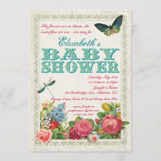 Vintage Garden Baby Shower Invitation