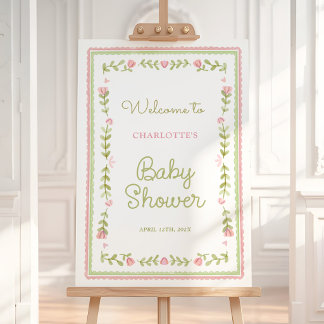 Vintage Garden Baby Shower Welcome Sign