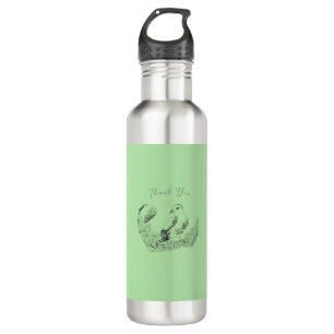 Vintage Garden Bird – Elegant Ink Floral Charm Stainless Steel Water Bottle