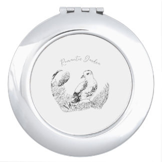 Vintage Garden Bird – Minimalist Floral BNW Compact Mirror