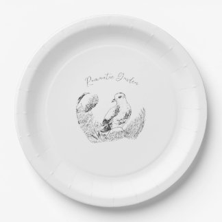 Vintage Garden Bird – Mono Elegance Whisper Paper Plates